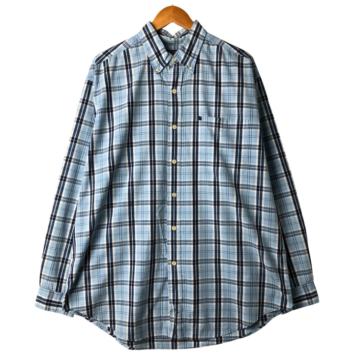 Ralph Lauren Jeans Co. long-sleeved button-down check shirt, men's size XL cotton navy blue type Vintage Second Hand