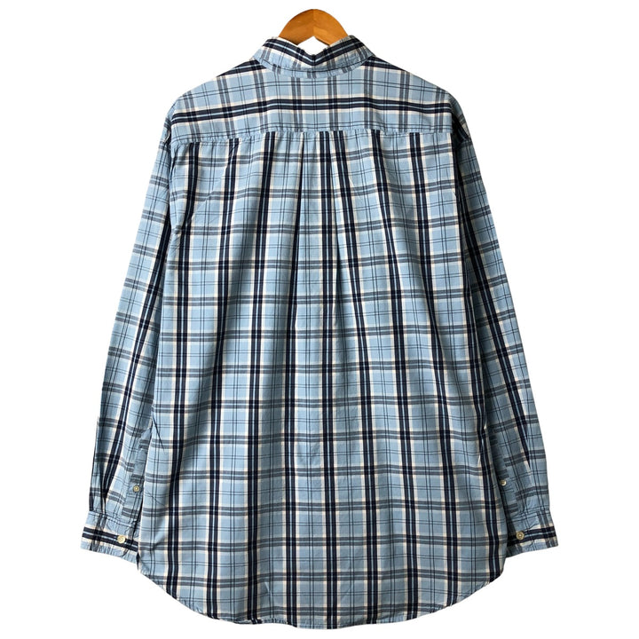 Ralph Lauren Jeans Co. long-sleeved button-down check shirt, men's size XL cotton navy blue type Vintage Second Hand