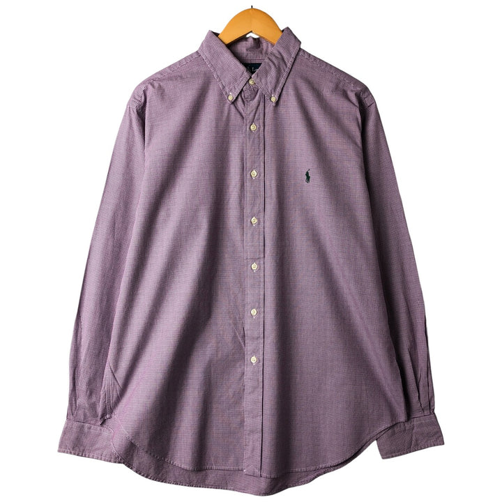 Ralph Lauren Classic Fit Gingham Check Long Sleeve Button Down Check Shirt Men's Size L cotton Red type red-purple Vintage Second Hand