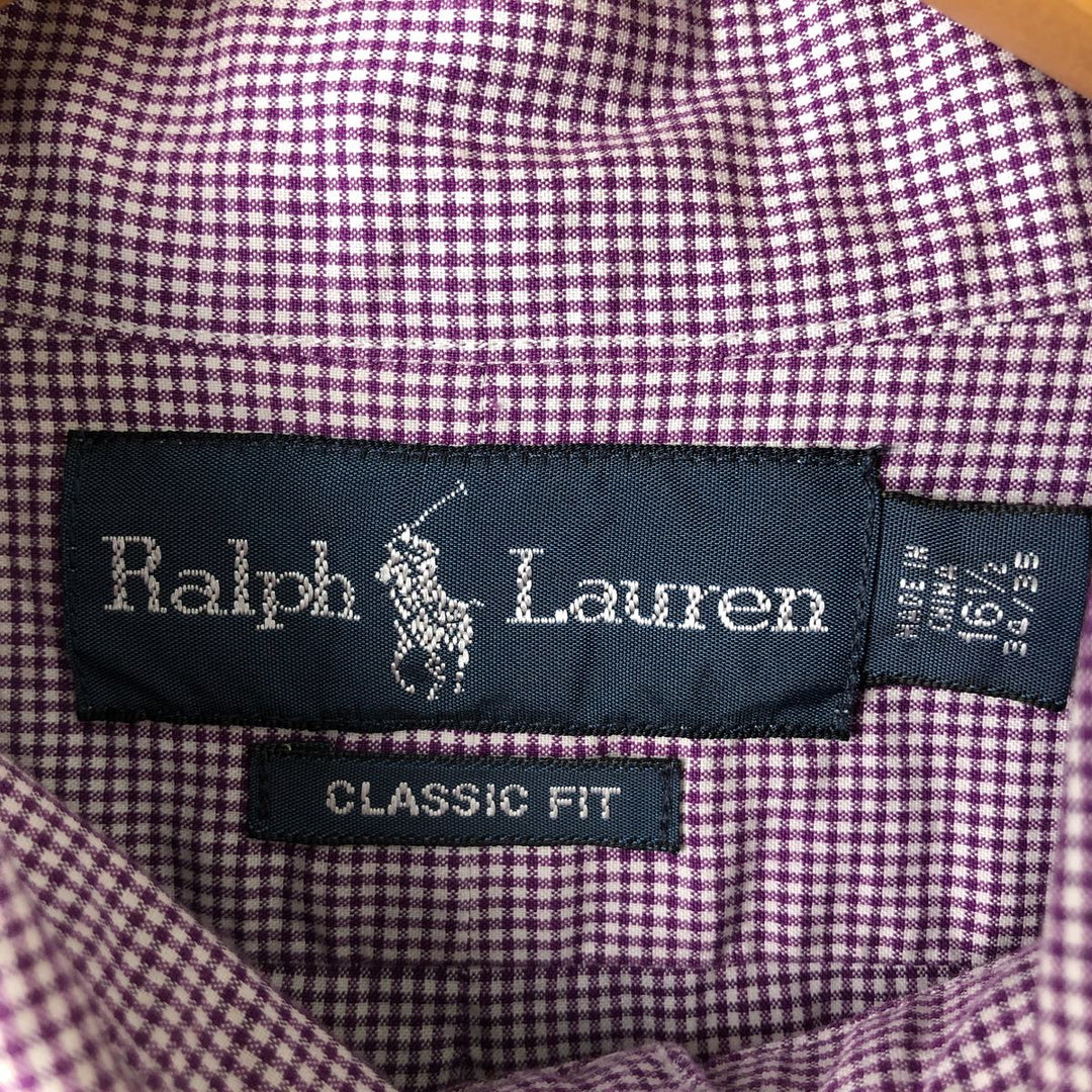 Ralph Lauren Classic Fit Gingham Check Long Sleeve Button Down Check Shirt Men's Size L cotton Red type red-purple Vintage Second Hand