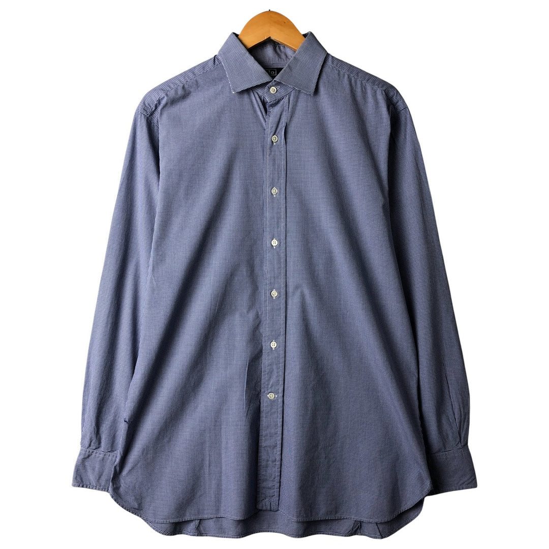 Ralph Lauren Regent Classic Fit Gingham Check Long Sleeve Button-Down Check Shirt, Men's Size L cotton Navy blue Vintage Second Hand