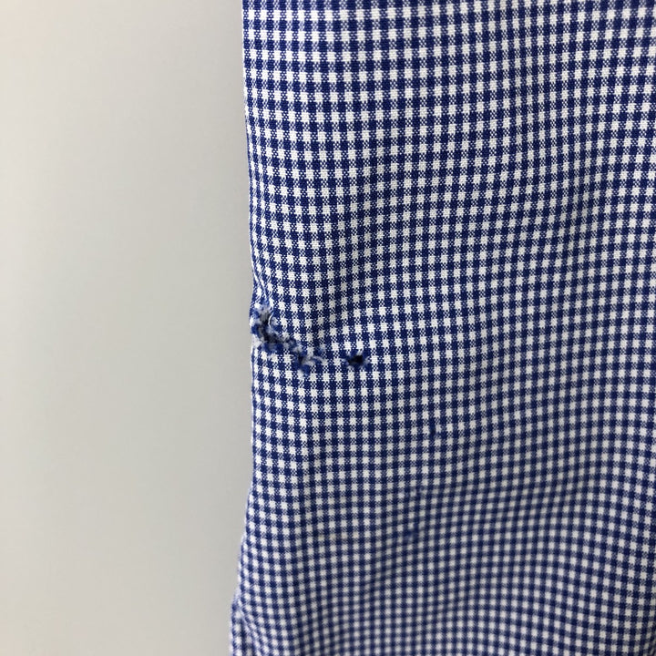 Ralph Lauren Regent Classic Fit Gingham Check Long Sleeve Button-Down Check Shirt, Men's Size L cotton Navy blue Vintage Second Hand