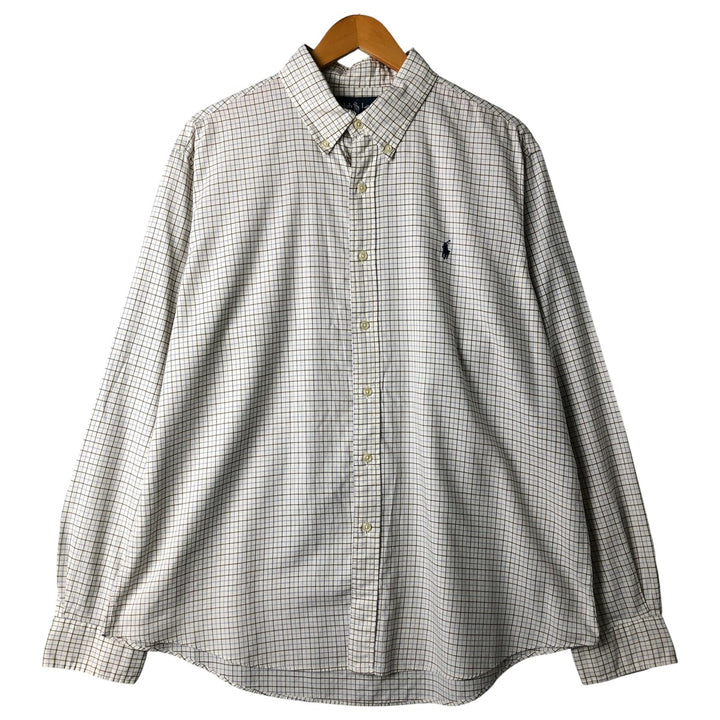 Ralph Lauren long sleeve button down check shirt, men's XL size cotton white type Vintage Second Hand