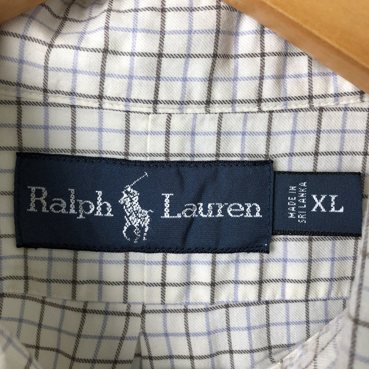 Ralph Lauren long sleeve button down check shirt, men's XL size cotton white type Vintage Second Hand