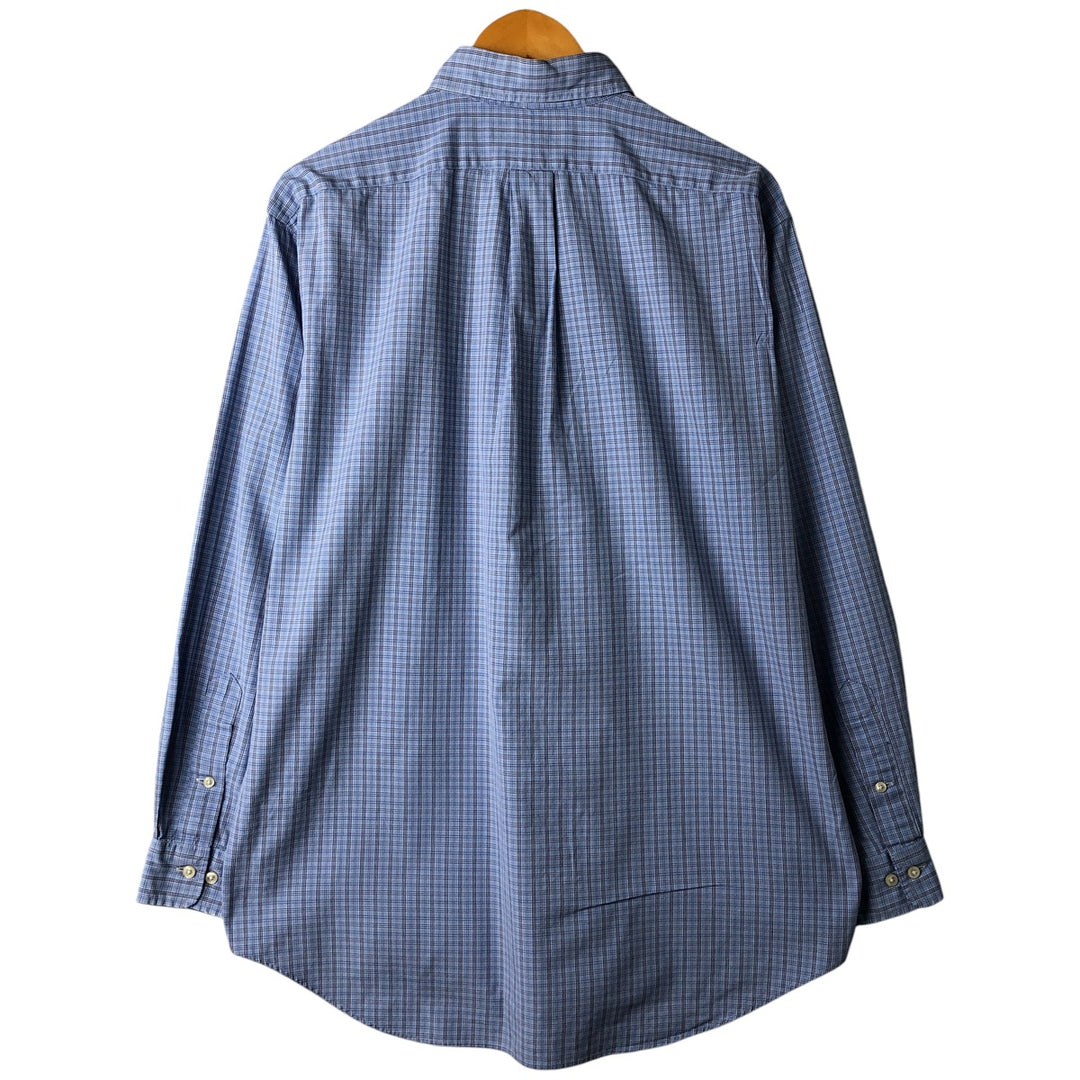 Ralph Lauren YARMOUTH Long Sleeve Button-Down Check Shirt, Men's Size L cotton Blue type light blue Vintage Second Hand