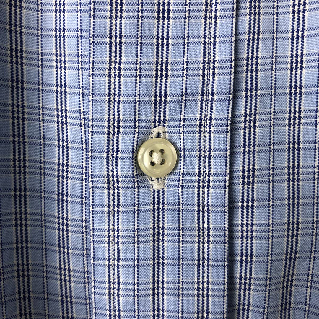 Ralph Lauren YARMOUTH Long Sleeve Button-Down Check Shirt, Men's Size L cotton Blue type light blue Vintage Second Hand