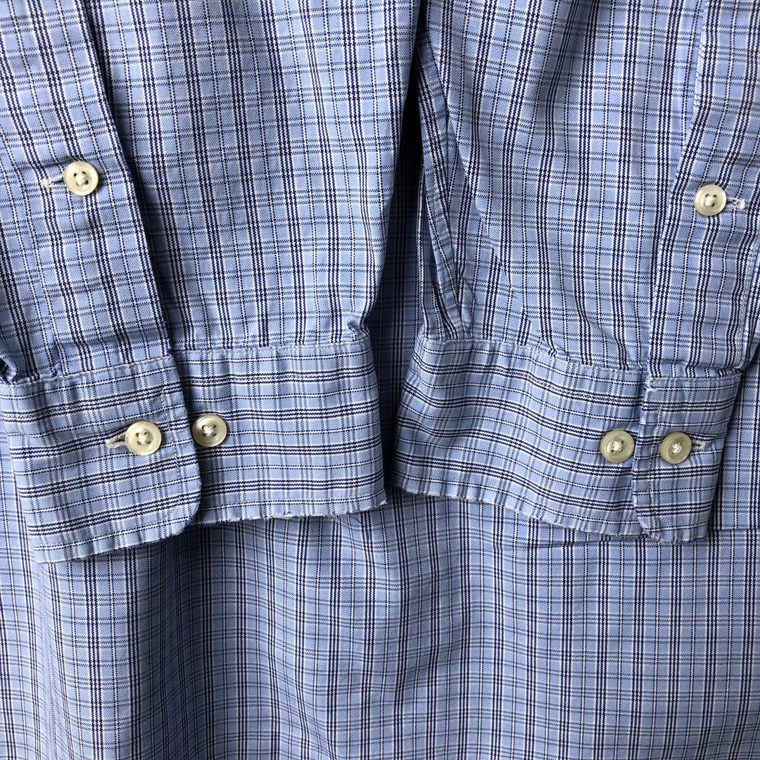 Ralph Lauren YARMOUTH Long Sleeve Button-Down Check Shirt, Men's Size L cotton Blue type light blue Vintage Second Hand
