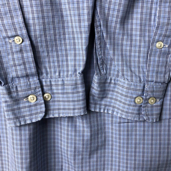 Ralph Lauren YARMOUTH Long Sleeve Button-Down Check Shirt, Men's Size L cotton Blue type light blue Vintage Second Hand
