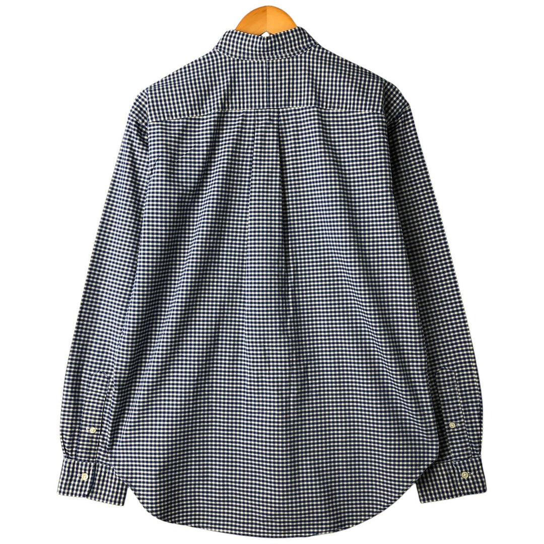 Ralph Lauren Classic Fit Gingham Check Long Sleeve Button Down Check Shirt Men's Size L cotton Navy blue Vintage Second Hand