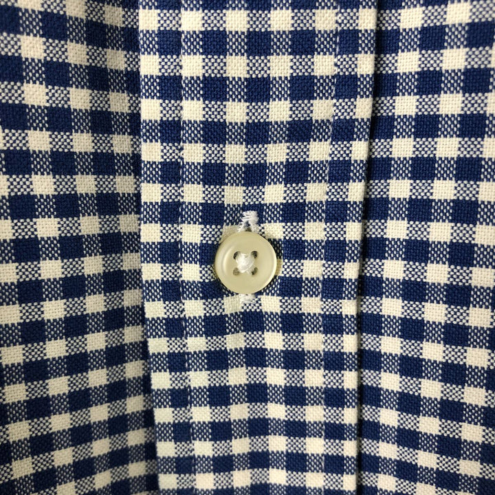 Ralph Lauren Classic Fit Gingham Check Long Sleeve Button Down Check Shirt Men's Size L cotton Navy blue Vintage Second Hand