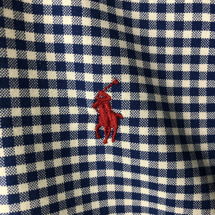 Ralph Lauren Classic Fit Gingham Check Long Sleeve Button Down Check Shirt Men's Size L cotton Navy blue Vintage Second Hand