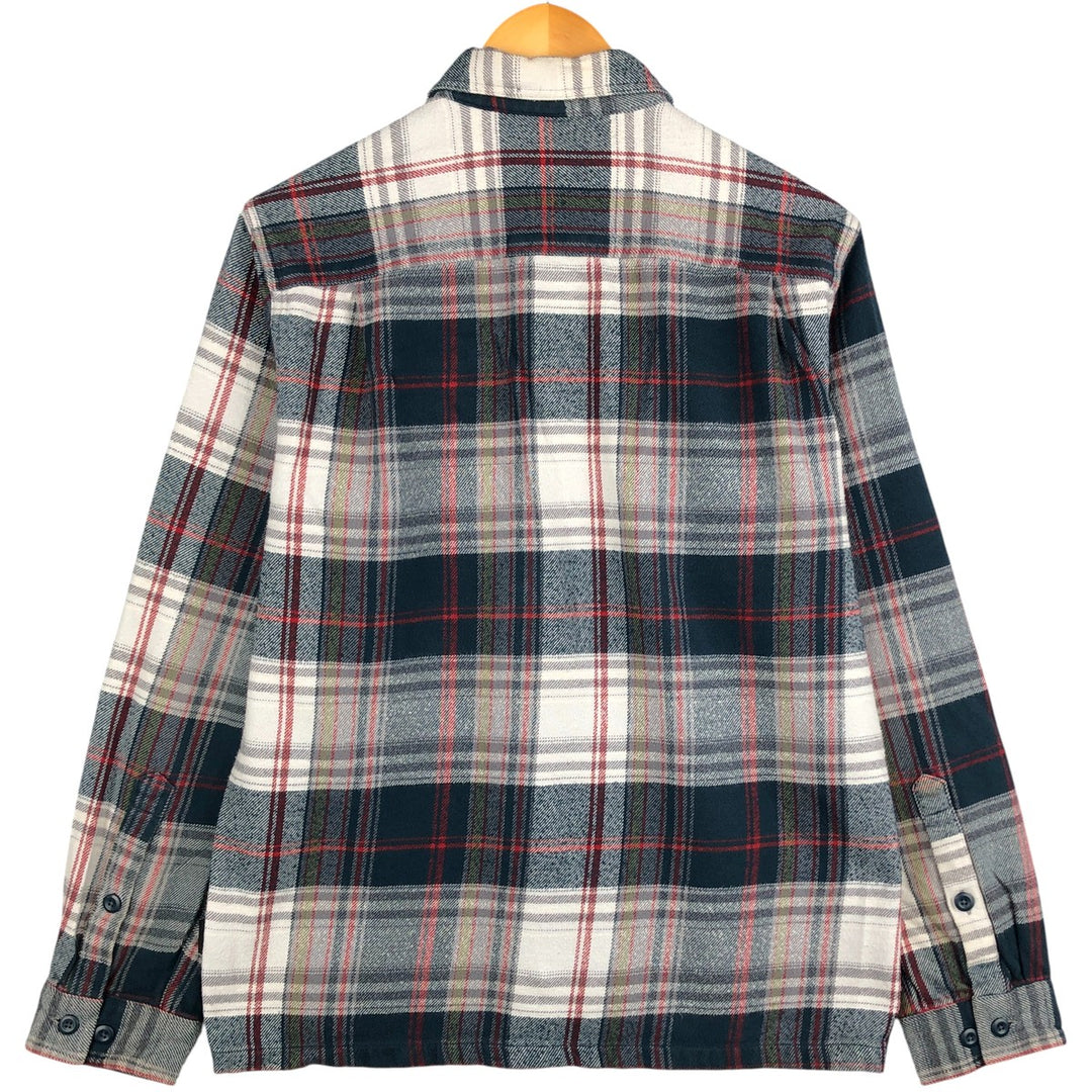Patagonia 53947FA12 Long Sleeve Flannel Check Box Shirt, Men's Size Small Organic cotton navy blue type Vintage Second Hand