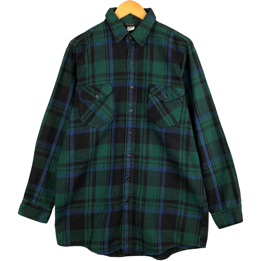 OshKosh Vintage Men's Long Sleeve Flannel Check Shirt, Size L cotton blue type Vintage Second Hand