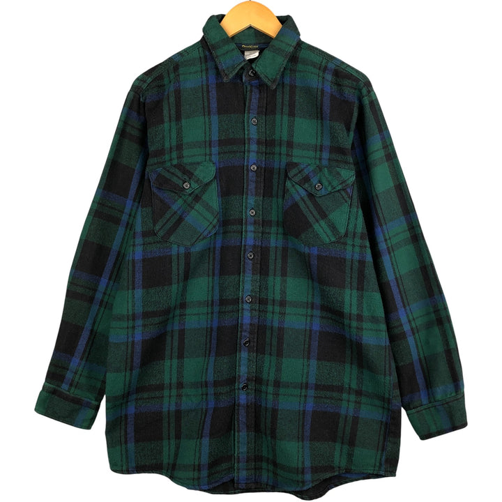 OshKosh Vintage Men's Long Sleeve Flannel Check Shirt, Size L cotton blue type Vintage Second Hand