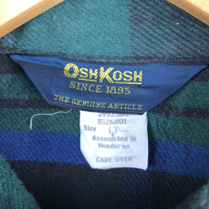 OshKosh Vintage Men's Long Sleeve Flannel Check Shirt, Size L cotton blue type Vintage Second Hand