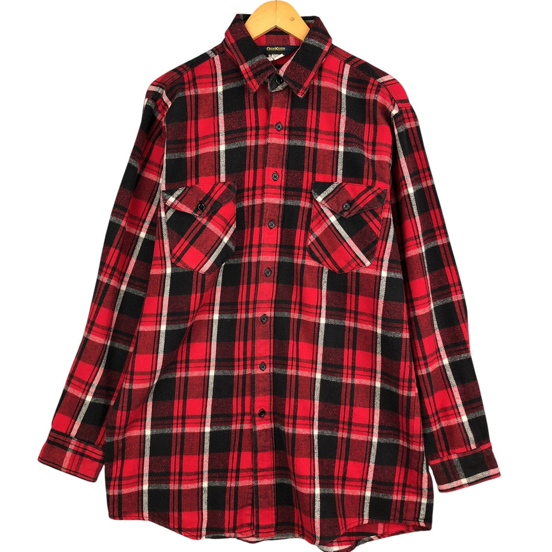 Osh Kosh Vintage Men's Long Sleeve Flannel Check Shirt, Size L cotton red type Vintage Second Hand