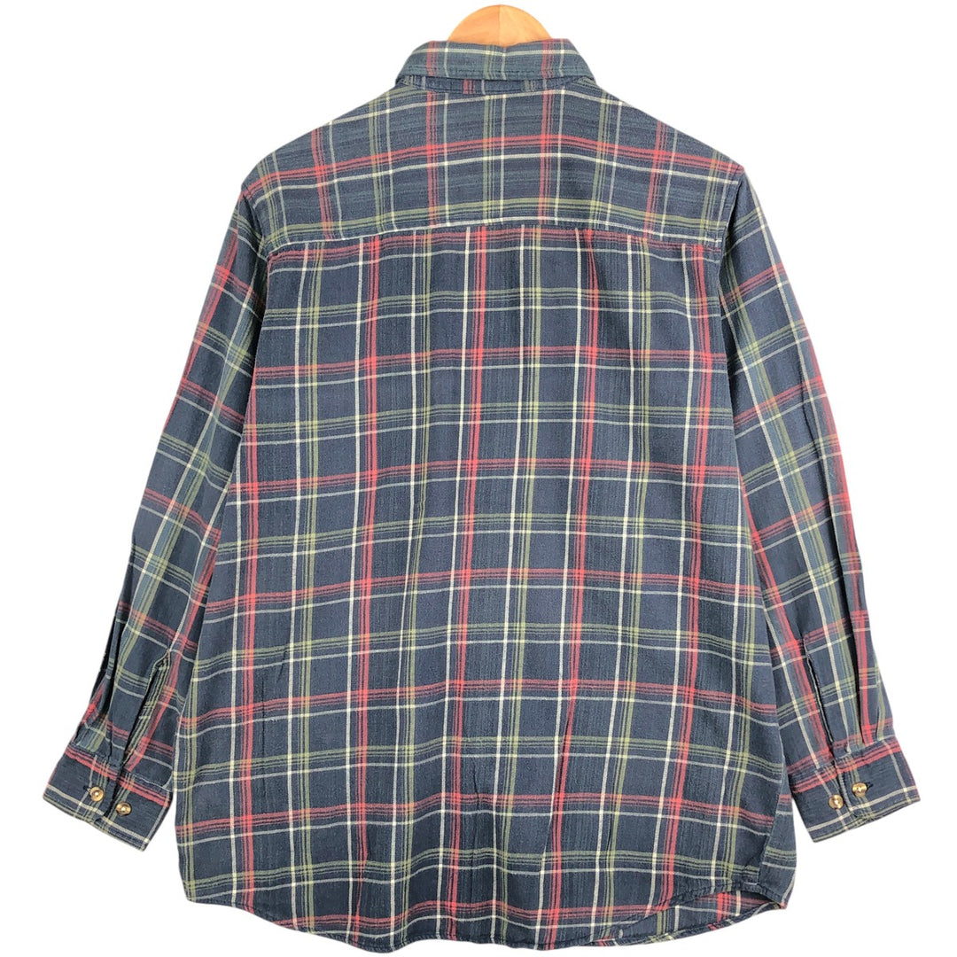 90s-00'S Big Mac Light Flannel Check Long Sleeve Shirt, Men's Size Medium, Heavyweight, Vintage cotton navy blue type Vintage Second Hand