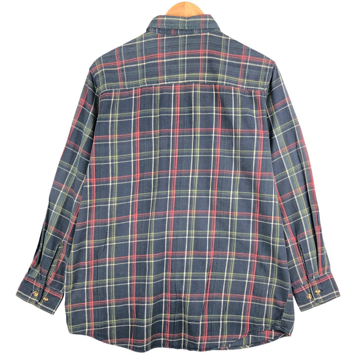 90s-00'S Big Mac Light Flannel Check Long Sleeve Shirt, Men's Size Medium, Heavyweight, Vintage cotton navy blue type Vintage Second Hand