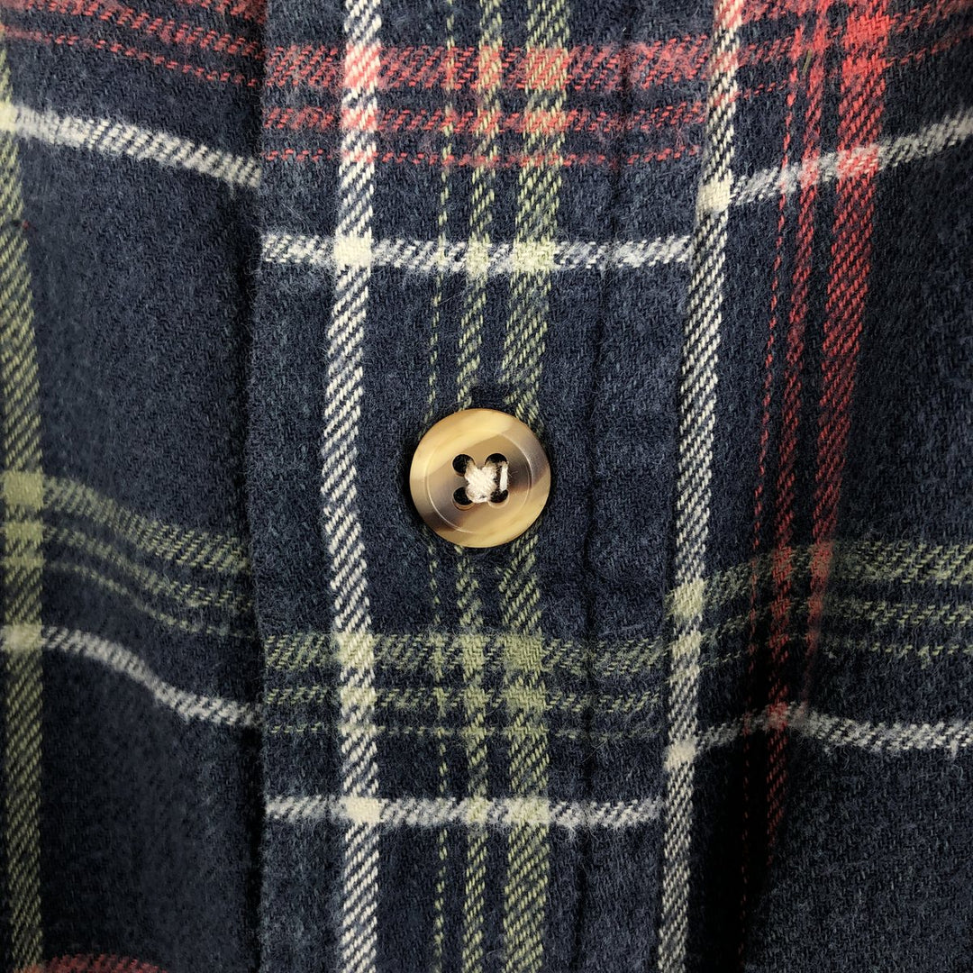 90s-00'S Big Mac Light Flannel Check Long Sleeve Shirt, Men's Size Medium, Heavyweight, Vintage cotton navy blue type Vintage Second Hand