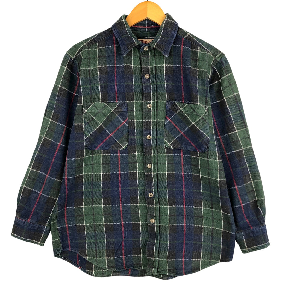 90'S Vintage Big Mac Long Sleeve Heavy Flannel Check Shirt, Men's Size Medium cotton green type Vintage Second Hand