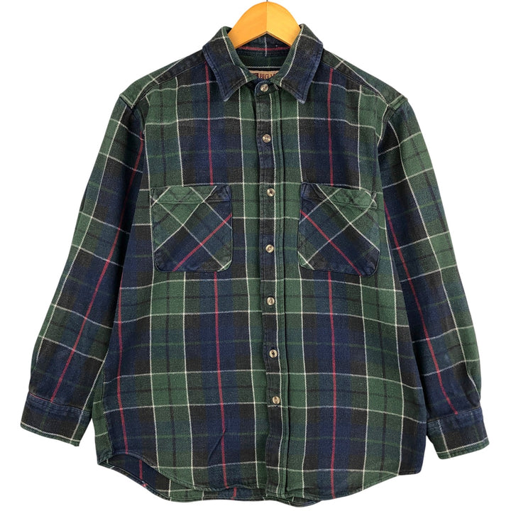 90'S Vintage Big Mac Long Sleeve Heavy Flannel Check Shirt, Men's Size Medium cotton green type Vintage Second Hand