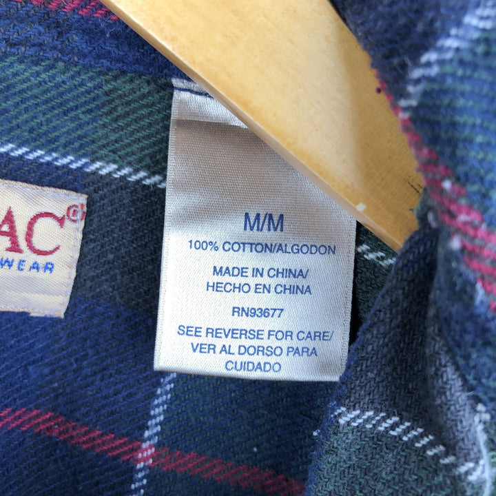 90'S Vintage Big Mac Long Sleeve Heavy Flannel Check Shirt, Men's Size Medium cotton green type Vintage Second Hand