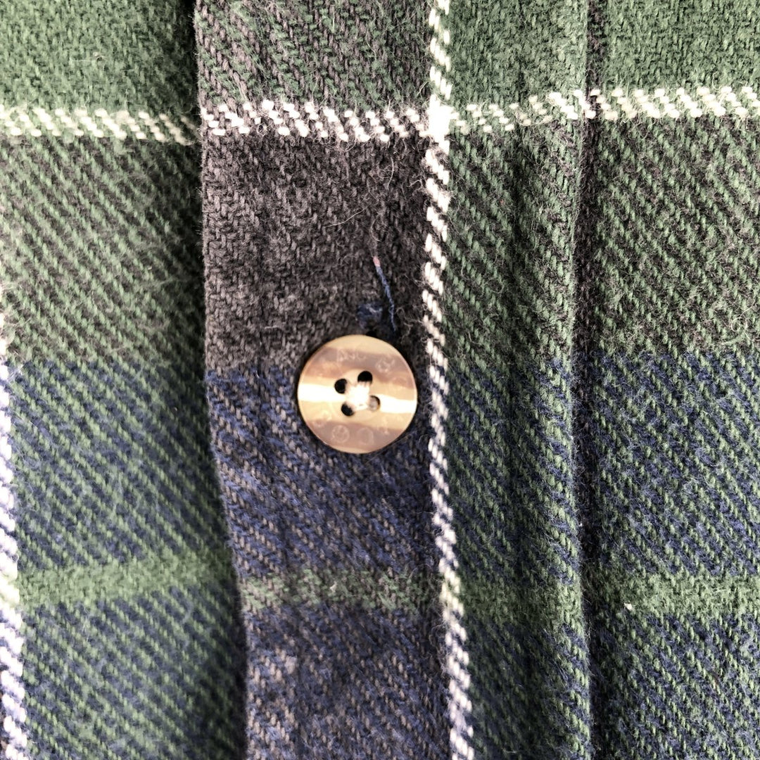 90'S Vintage Big Mac Long Sleeve Heavy Flannel Check Shirt, Men's Size Medium cotton green type Vintage Second Hand