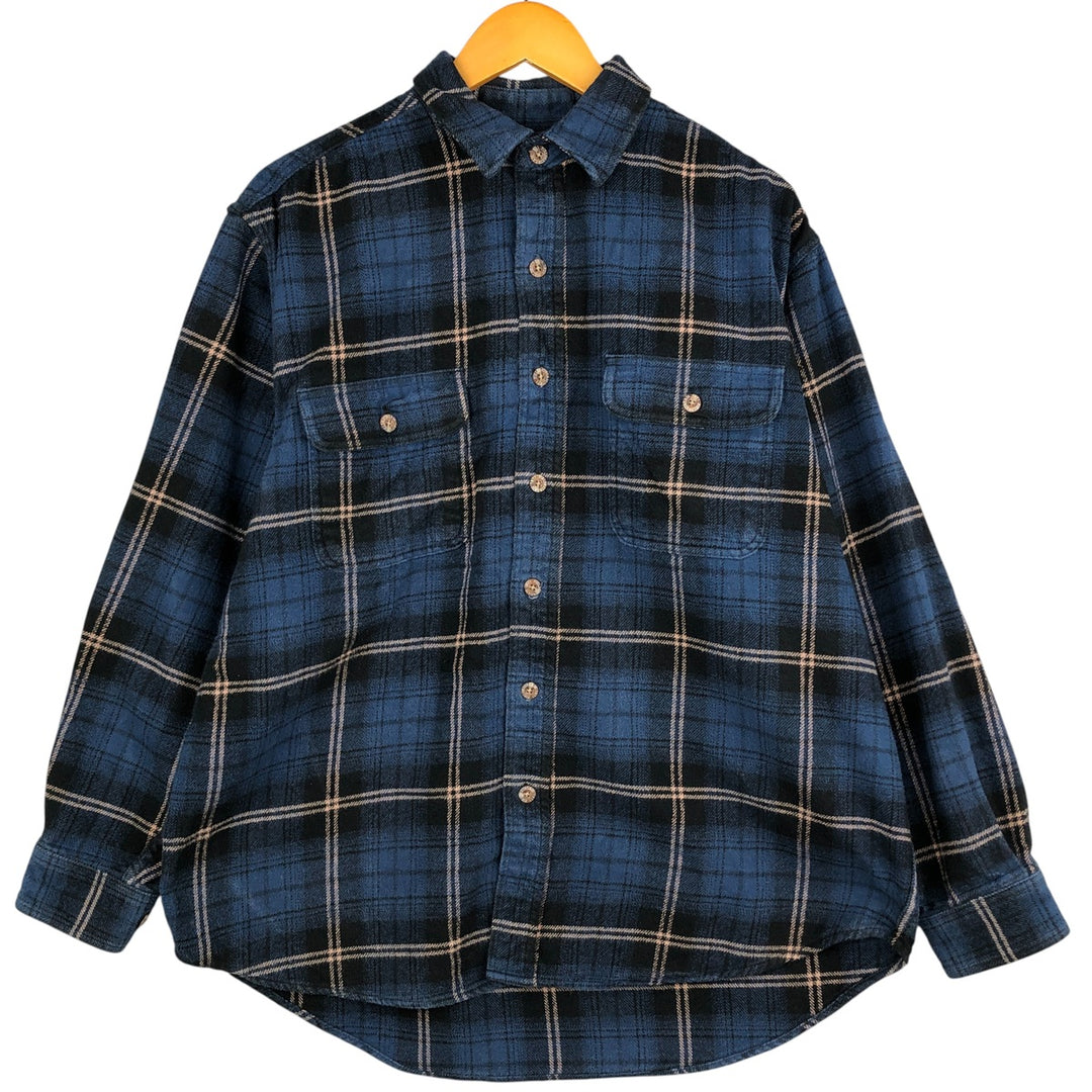 FIELD AND STREAM Flannel Check Shirt, Men's Size L cotton blue type Vintage Second Hand
