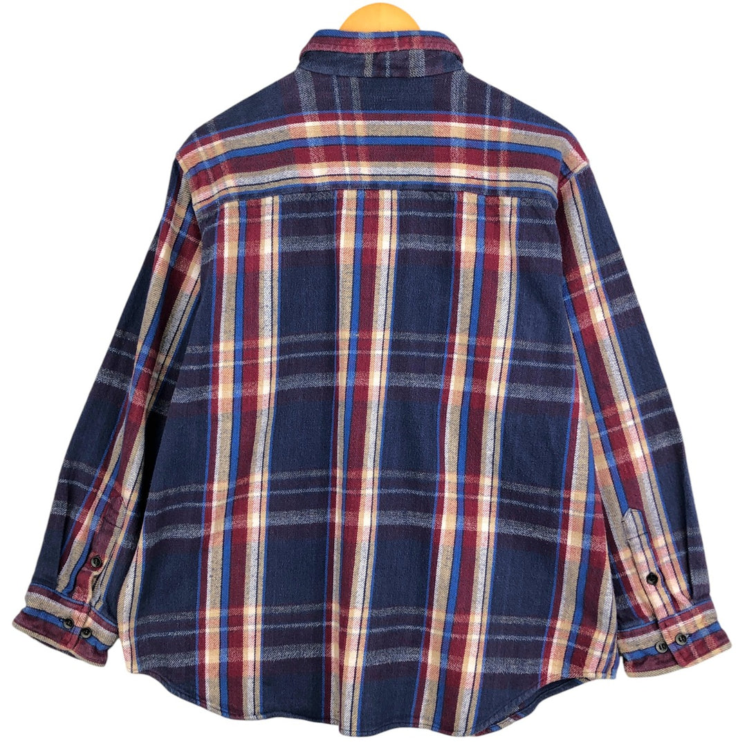McGREGOR Long Sleeve Heavy Flannel Check Shirt, Men's Size L cotton navy blue type Vintage Second Hand
