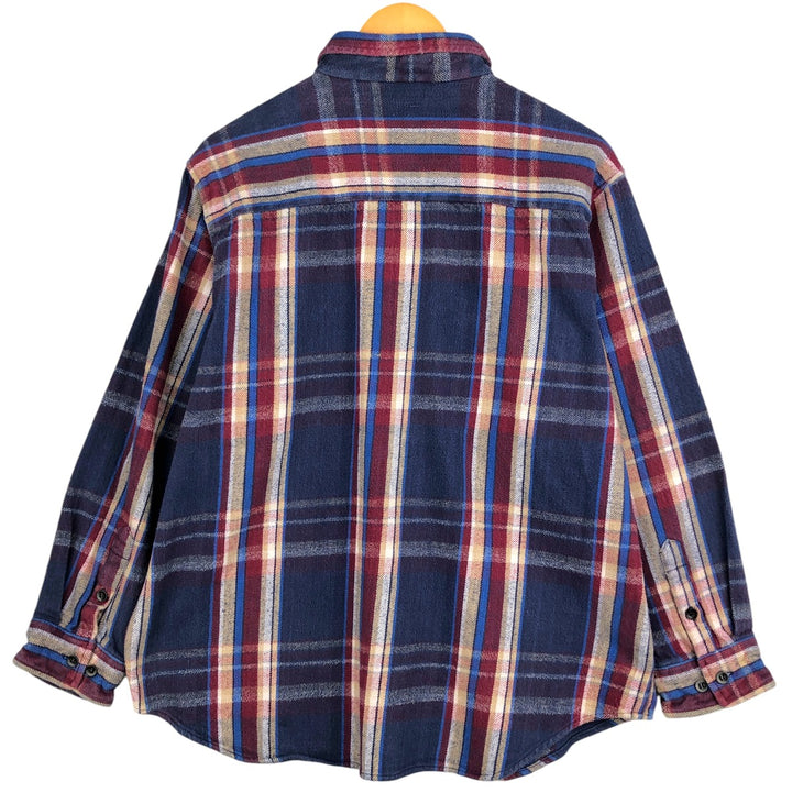 McGREGOR Long Sleeve Heavy Flannel Check Shirt, Men's Size L cotton navy blue type Vintage Second Hand