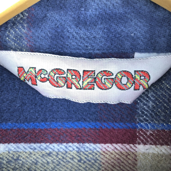 McGREGOR Long Sleeve Heavy Flannel Check Shirt, Men's Size L cotton navy blue type Vintage Second Hand