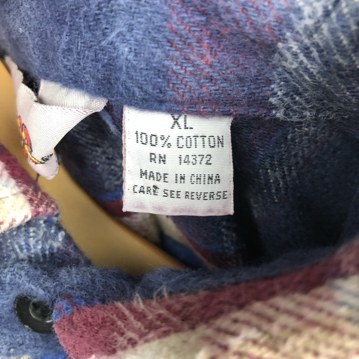 McGREGOR Long Sleeve Heavy Flannel Check Shirt, Men's Size L cotton navy blue type Vintage Second Hand