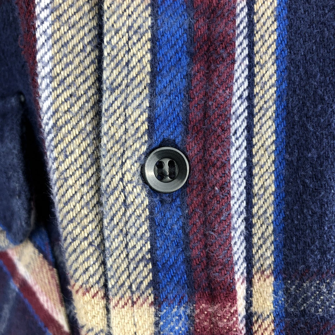 McGREGOR Long Sleeve Heavy Flannel Check Shirt, Men's Size L cotton navy blue type Vintage Second Hand
