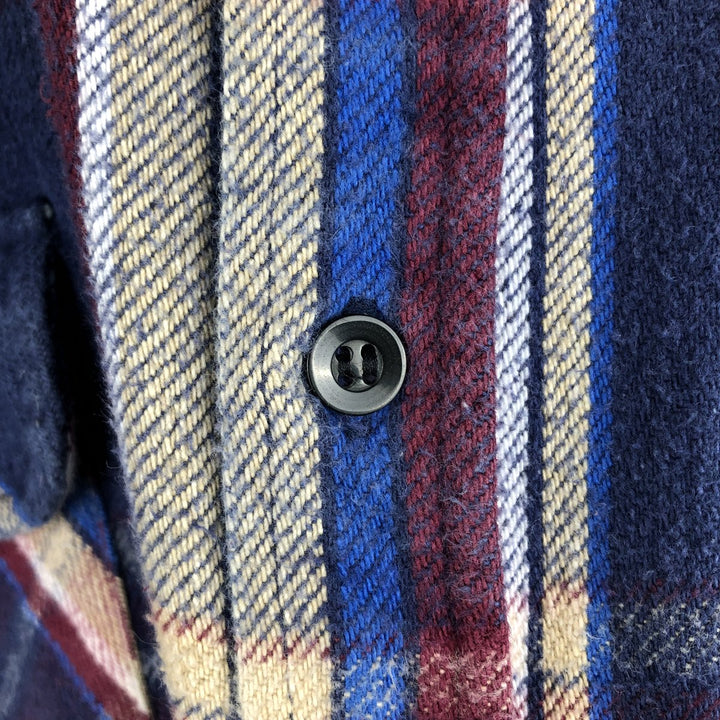 McGREGOR Long Sleeve Heavy Flannel Check Shirt, Men's Size L cotton navy blue type Vintage Second Hand