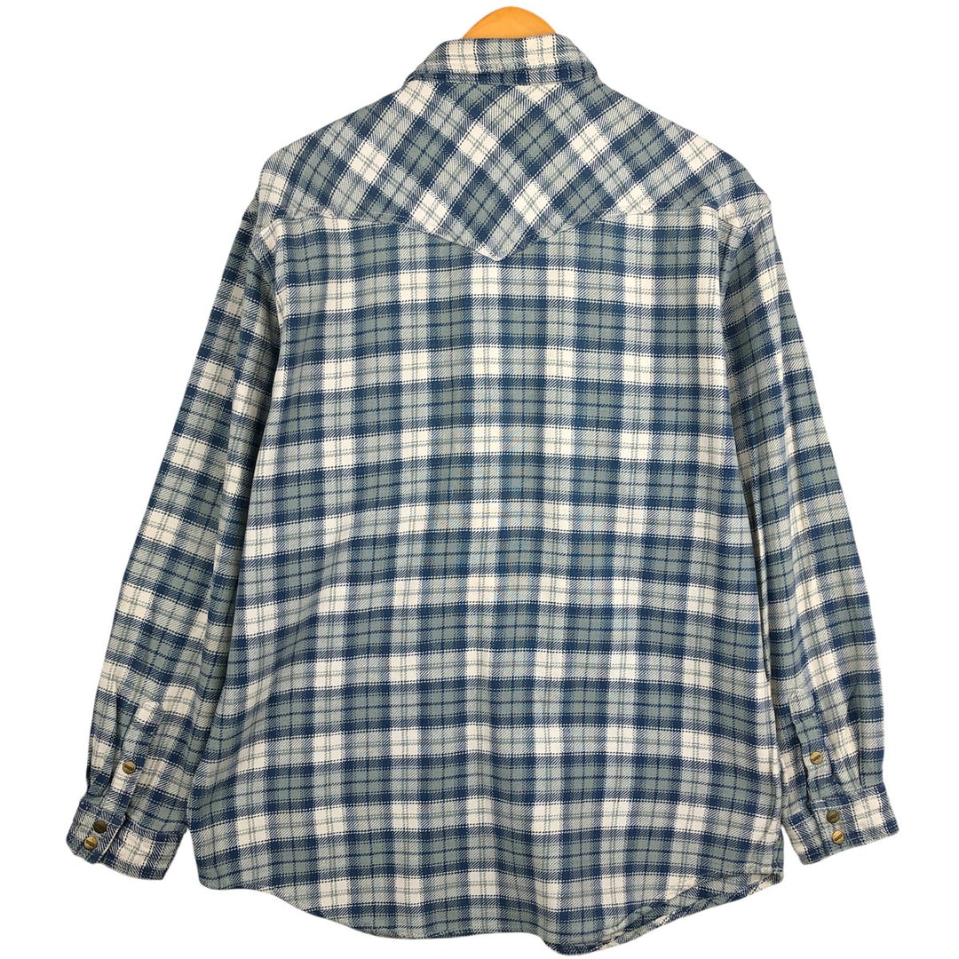 Wrangler Authentic Western Flannel Check Shirt, Men's Size XL cotton blue type Vintage Second Hand