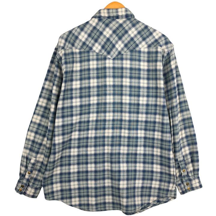Wrangler Authentic Western Flannel Check Shirt, Men's Size XL cotton blue type Vintage Second Hand