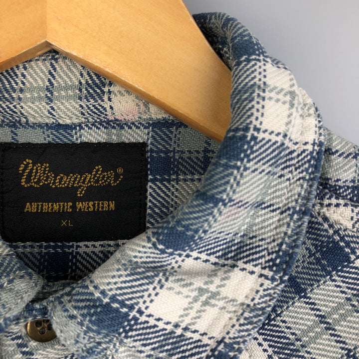 Wrangler Authentic Western Flannel Check Shirt, Men's Size XL cotton blue type Vintage Second Hand