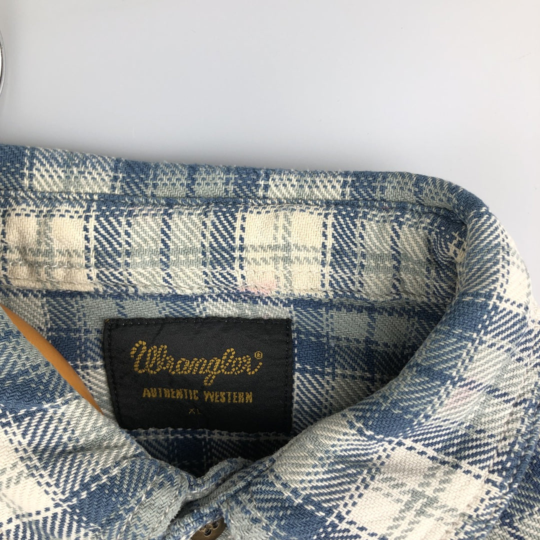 Wrangler Authentic Western Flannel Check Shirt, Men's Size XL cotton blue type Vintage Second Hand