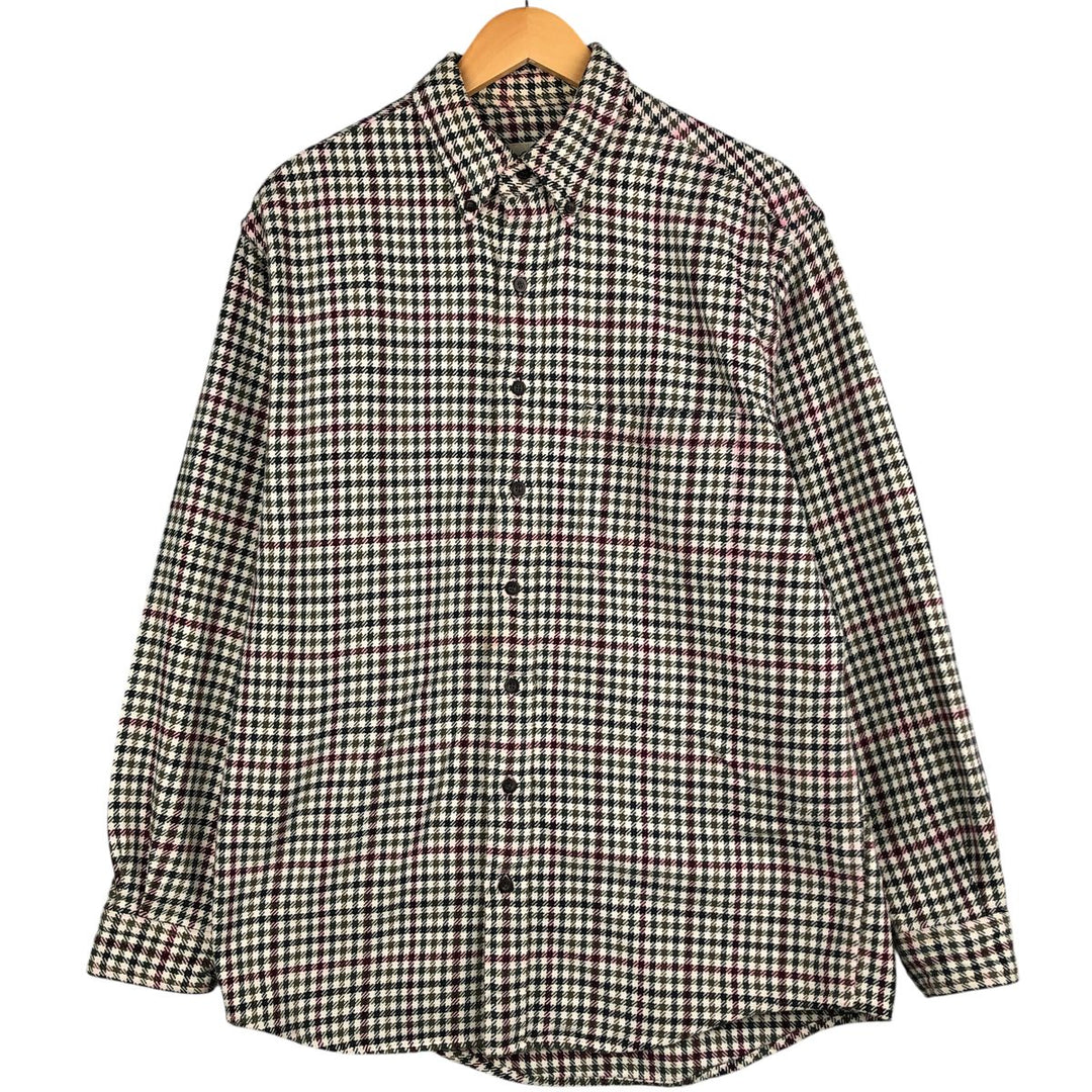 Eddie Bauer Long Sleeve Button Down Flannel Check Shirt, Men's Medium cotton Khaki type Vintage Second Hand