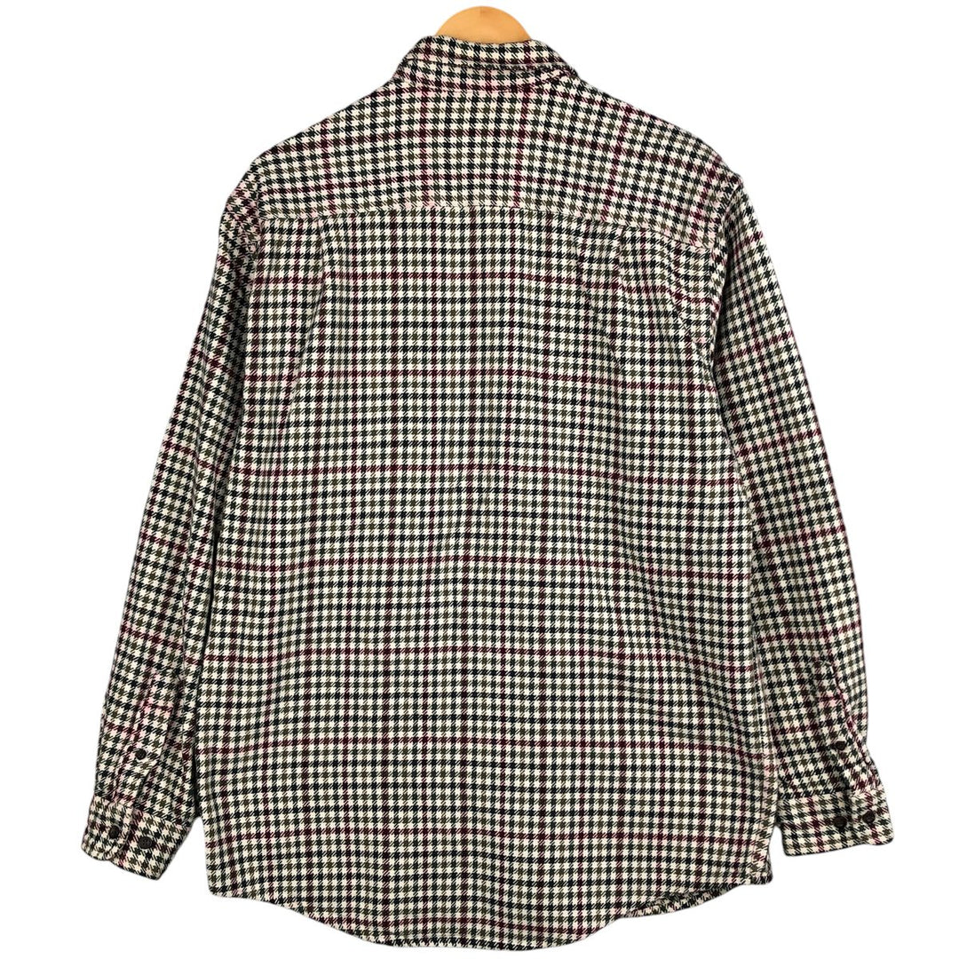Eddie Bauer Long Sleeve Button Down Flannel Check Shirt, Men's Medium cotton Khaki type Vintage Second Hand