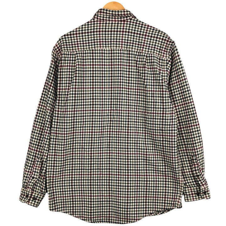 Eddie Bauer Long Sleeve Button Down Flannel Check Shirt, Men's Medium cotton Khaki type Vintage Second Hand