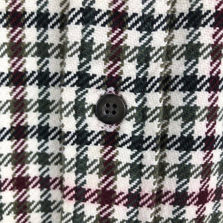 Eddie Bauer Long Sleeve Button Down Flannel Check Shirt, Men's Medium cotton Khaki type Vintage Second Hand