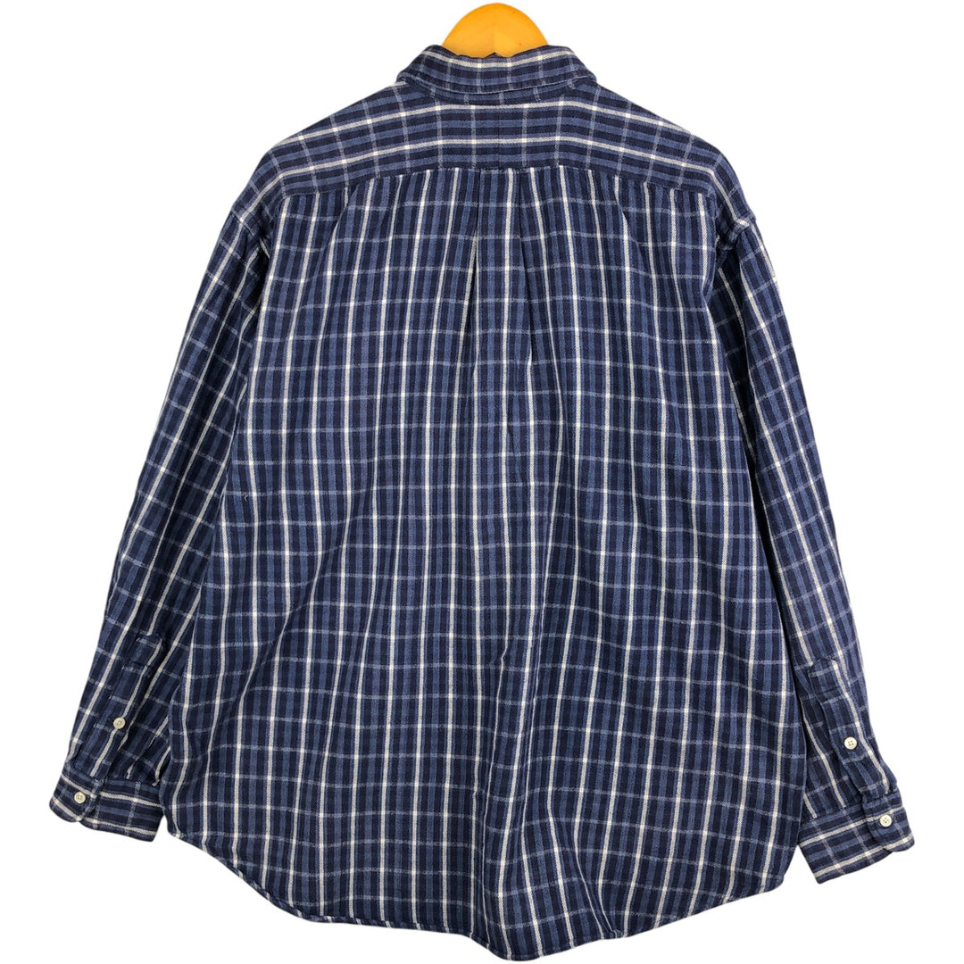 Ralph Lauren BLAIRE long sleeve button down light flannel check shirt men's XL size cotton blue type Vintage Second Hand