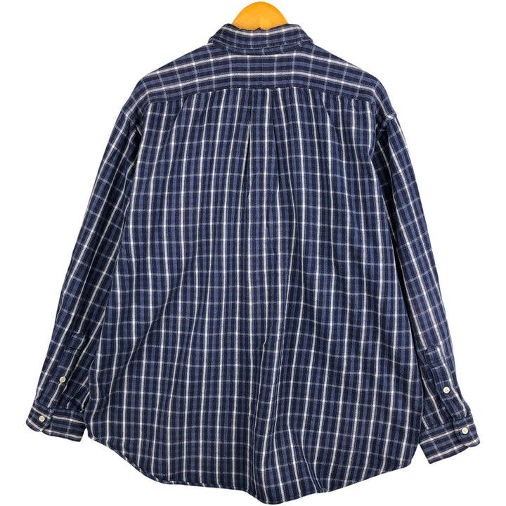 Ralph Lauren BLAIRE long sleeve button down light flannel check shirt men's XL size cotton blue type Vintage Second Hand