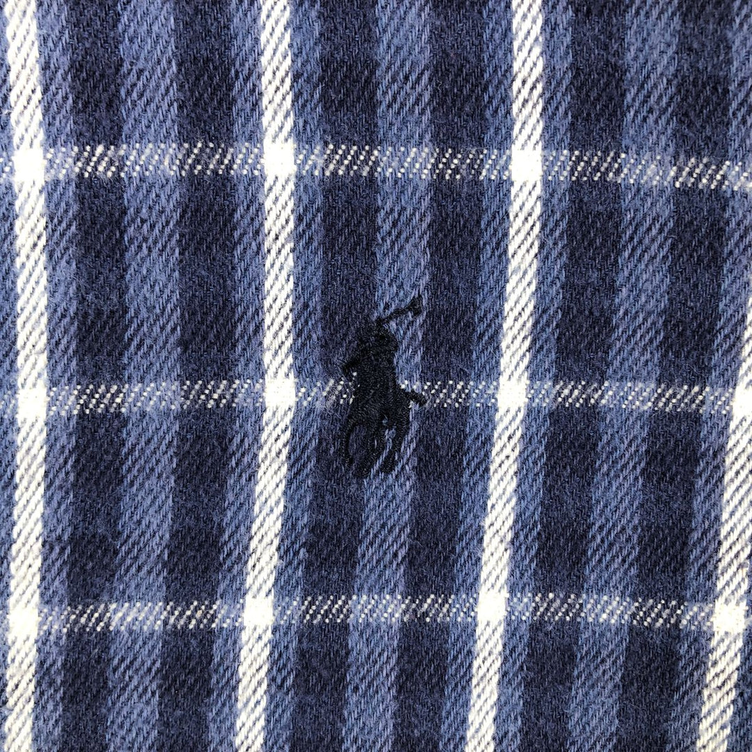 Ralph Lauren BLAIRE long sleeve button down light flannel check shirt men's XL size cotton blue type Vintage Second Hand