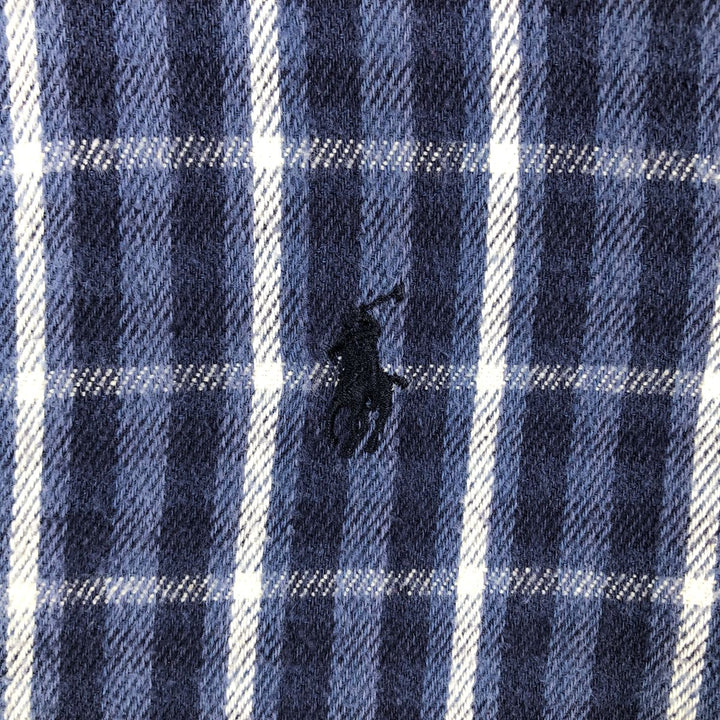 Ralph Lauren BLAIRE long sleeve button down light flannel check shirt men's XL size cotton blue type Vintage Second Hand