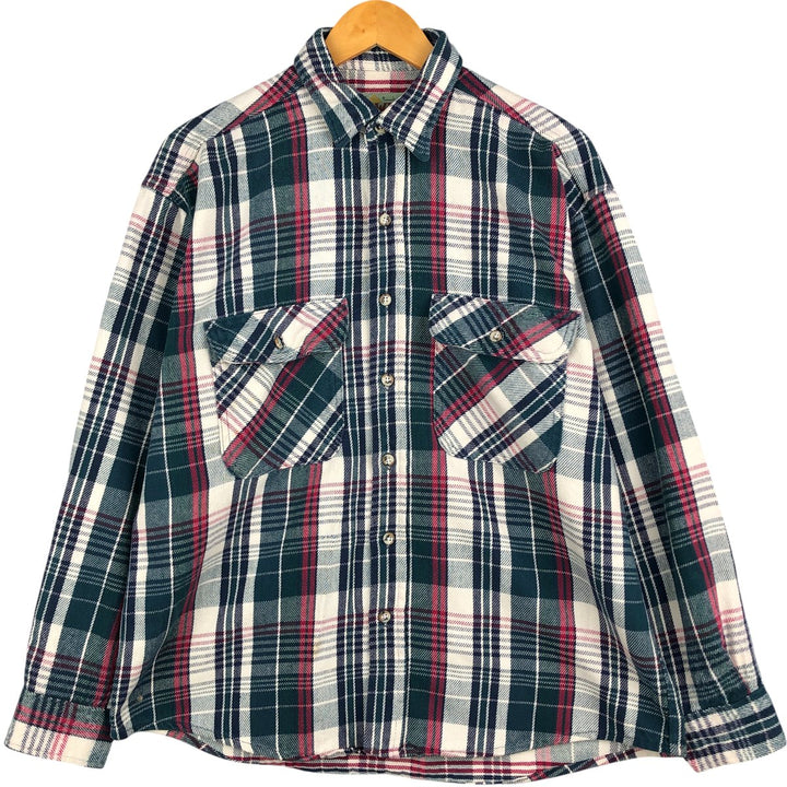 ANCHOR BLUE Long Sleeve Flannel Check Shirt, Men's Size L unclear Green type dark green Vintage Second Hand