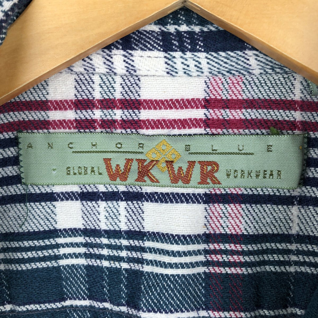 ANCHOR BLUE Long Sleeve Flannel Check Shirt, Men's Size L unclear Green type dark green Vintage Second Hand
