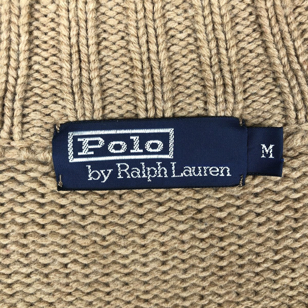 Ralph Lauren POLO by Ralph Lauren Driver's Knit Sweater, Men's Size M Lamb wool beige type brown Vintage Second Hand