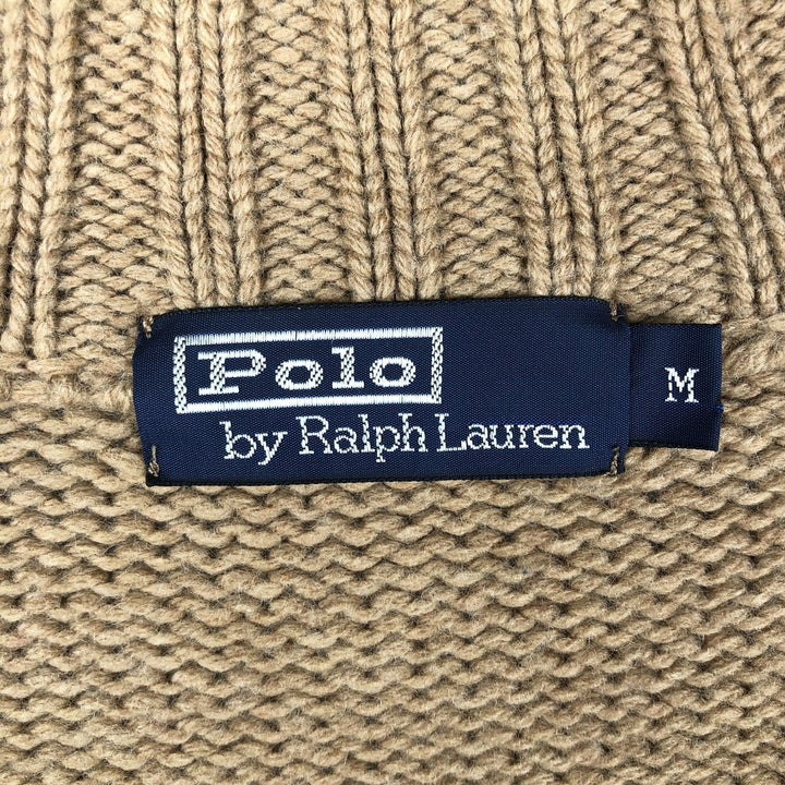 Ralph Lauren POLO by Ralph Lauren Driver's Knit Sweater, Men's Size M Lamb wool beige type brown Vintage Second Hand